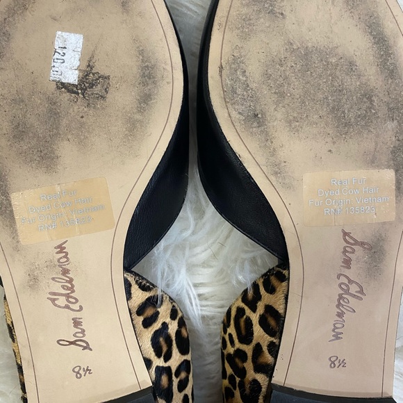 Black & Cheetah Print Cow Hair D’Orsay Flats - Picture 6 of 7